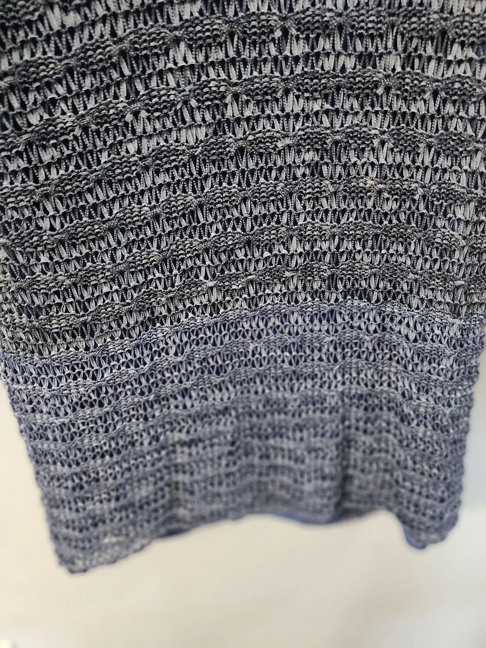 Renuar Blue Gradient Open-Knit Scoop Neck Sweater
